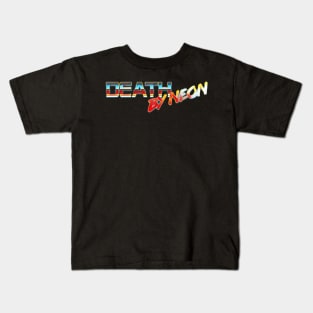 Death By Neon Logo Design - Official Product Color 6 - cinematic synthwave / horror / berlin school / retrowave / dreamwave t-shirt Kids T-Shirt
